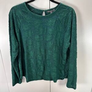 NWT Adrianna Papell‎ Womens Green Floral Long Sleeve Top Size Large Orig $79